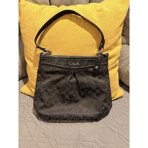 COACH Ashley F20111 Signature C Shoulder Bag fabric - leather MEDIUM shimmer BLK